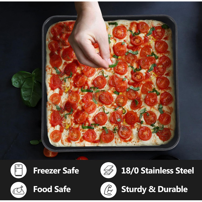 Набір форм для випічки Herogo 20,3 см, антипригарний, квадратний, глибокий деко для торта для брауні для випікання, смаження, сервірування, маленька форма для духовки з нержавіючої сталі для весілля, дня народження, нетоксична та здорова, 25