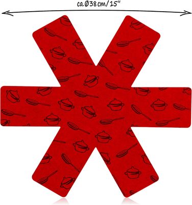 Набір з 9 фетрових підставок під гаряче 38 см, сірий/червоний/чорний Com-Four