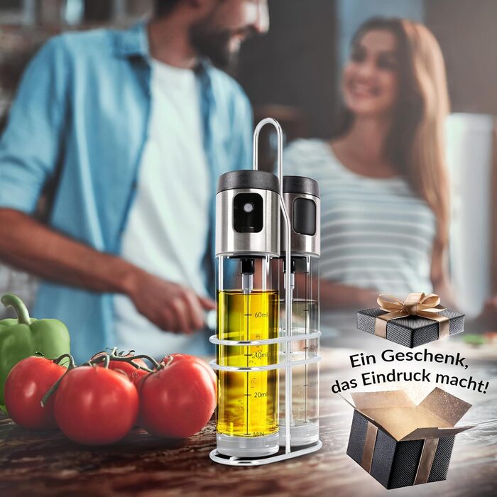 Набір з 2 розпилювачів олії та оцту 80 мл з тримачем SESATO