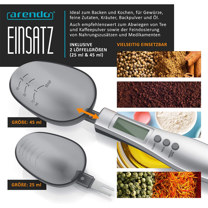 Электронная мерная ложка до 300 г Arendo