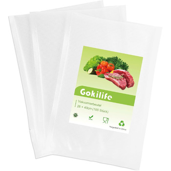 Вакуумні пакети Gokilife - 100 пакетів 15x20 см, стійкі до розривів, приблизно 450 мкм, вакуумна плівка для всіх вакуумних пакувальників та вакуумних пакувальників харчових продуктів, професійні фольговані пакети без бісфенолу А, пакети для кип&39ятіння т