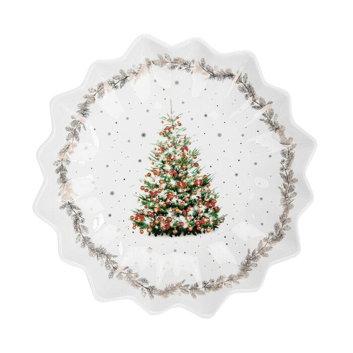 Блюдо Fissman CHRISTMAS многоугольное 24 cм фарфор (14017)