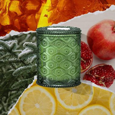 Ароматна свічка La Jole Muse у скляній свічці, подарунок для жінок, ароматичні свічки з сандаловим деревом для дому, час горіння 55 годин, 170 г. (гранат та сосна)