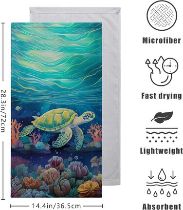 Різдвяні кухонні рушники Kwlegh, рушник для рук, різдвяна ялинка, цукерка-тростина, сніжинка, рушник для пальців, набір з 2 шт. , милий чоловічий банний рушник, високопоглинаючі рушники, 36 x (зелена морська черепаха)