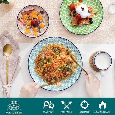 Фарфоровый набор посуды 32 предмета, разноцветный vancasso