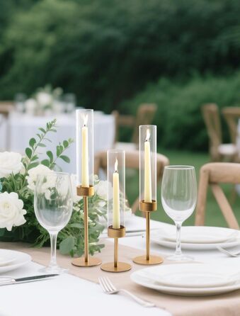 Підсвічник золотий для конічних свічок 3-секційний Sziqiqi