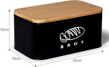 Хлібниця з кришкою 30 х 18 х 14 см чорний Theo&Cleo