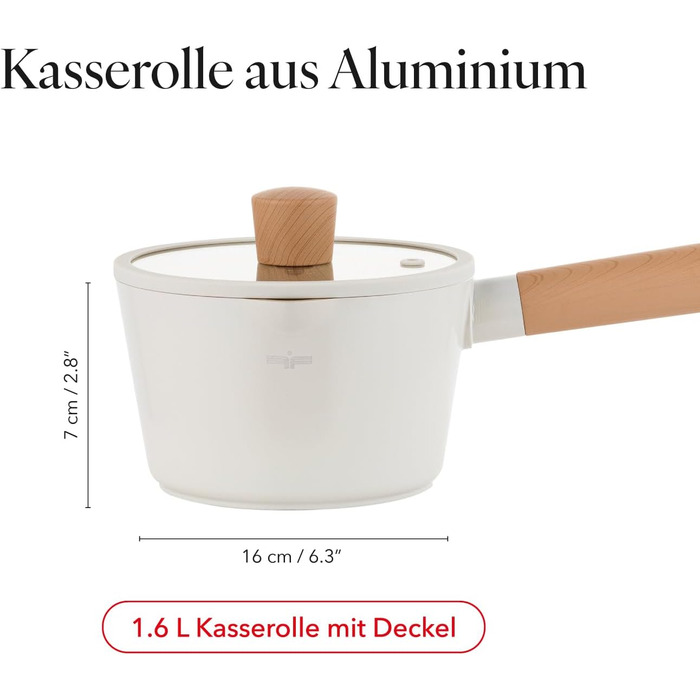 Сотейник 1,6 л зі скляною кришкою 16 см Nube FLORINA