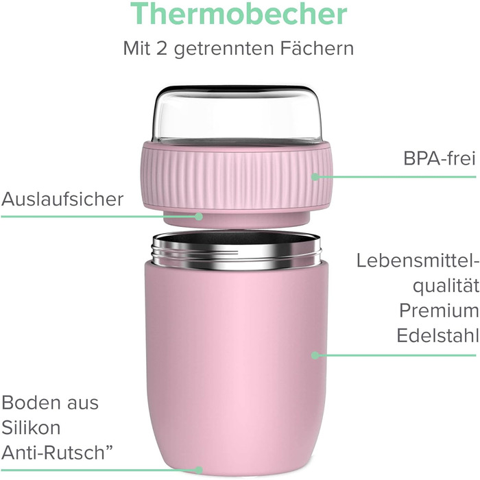 Контейнер для їжі для дому та в дорозі 600 мл рожевий Coninx