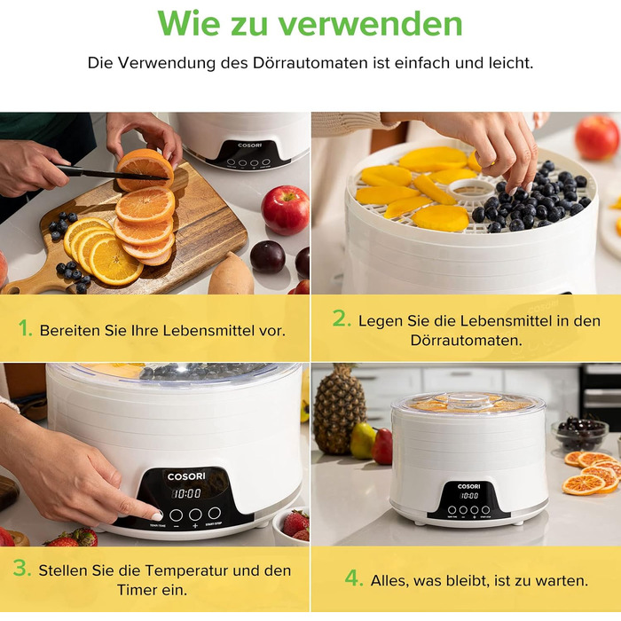 Дегідратор на 5 полиць 350 Вт, білий COSORI