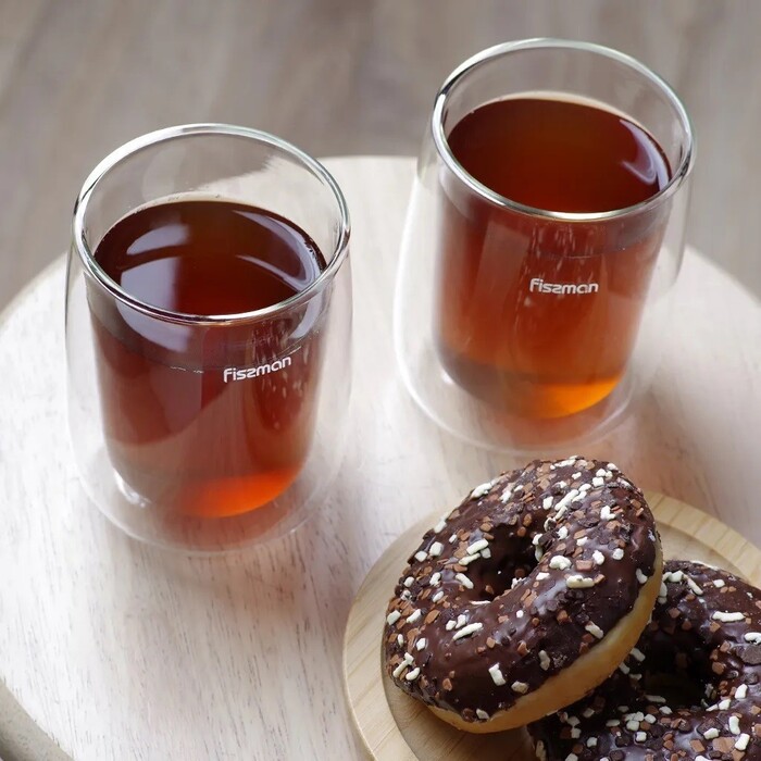 Комплект з двох склянок Fissman BONBON 350 мл жароміцне скло з подвійними стінками (6448)