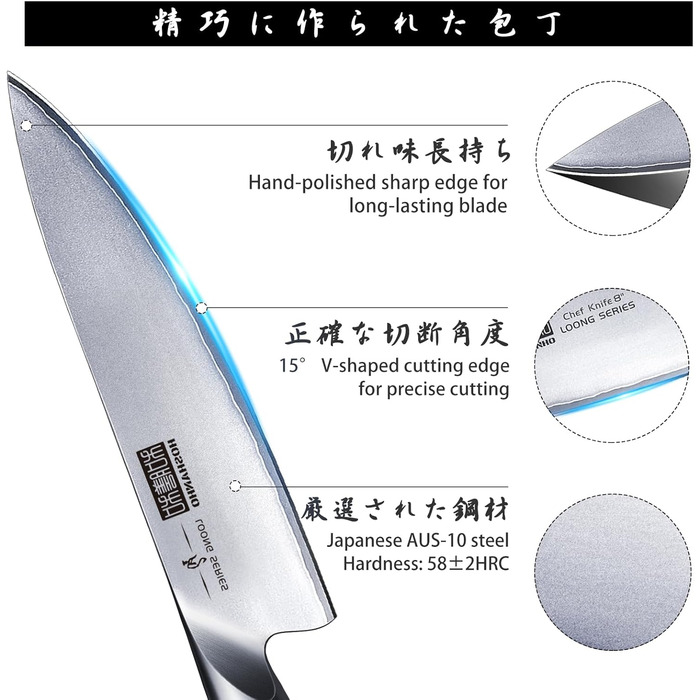 Набор профессиональных ножей с точилкой и подставкой, 16 предметов, серебристые HOSHANHO