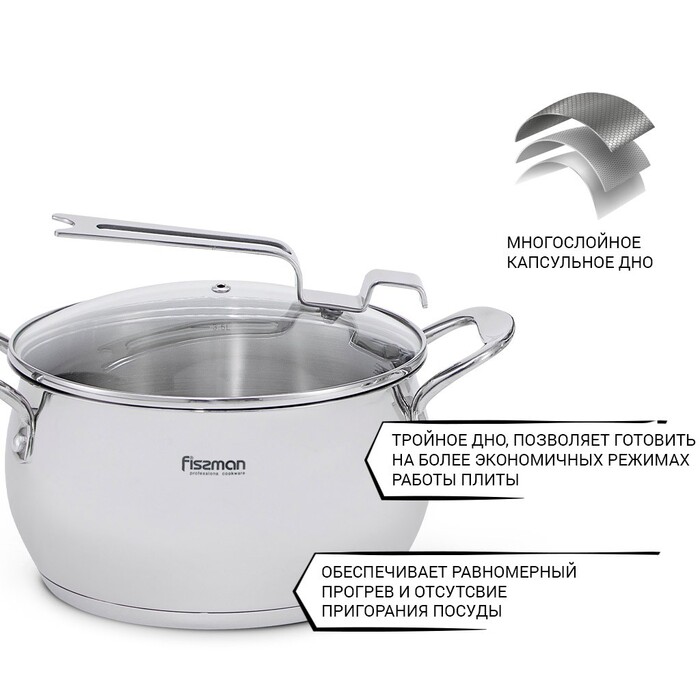 Кастрюля со стеклянной крышкой 20 см 3,5 л VITA Fissman