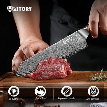 Японський кухарський ніж 67 Layers Damascus Steel Blade VG10 Steel Kuhon Knife with Pakkawood Handle, 20cm Pro