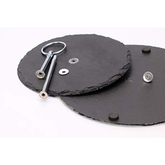 Ярусная подставка для торта, сланцевые плиты, Ø 30 см, Ø 25 см, Ø 20 см, H34 см, древесина акации (28 x 35 x см), 3-