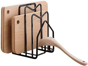 Металлическая стойка для для кухонной столешницы, 12,5 x 14,5 x 21,5 см, (черный с 2 клейкими крючками) LINFIDITE