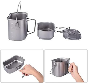 Титановий посуд для кемпінгу 600 та 1500 мл iBasingo