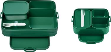 Ланч-бокс з Bento Box - Для 4 сендвічів або 8 скибочок хліба - Ланч-бокс для невеликих закусок і залишків їжі - Ланч-бокс для дорослих - Фуд-бокс з відділеннями - (яскраво-зелений, ланчбокс Duo Pack великий / Midi)