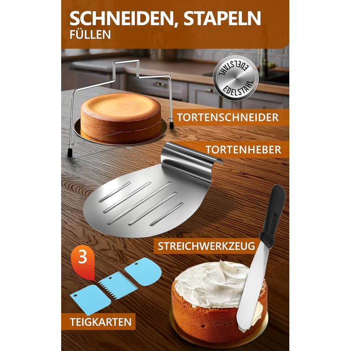 Тортове кільце 4smile регульована висота 20 см - деко з нержавіючої сталі Ø 16-30 см, стійка форма для торта - кругле регульоване кільце для торта, кругла рамка для випікання та прикраси