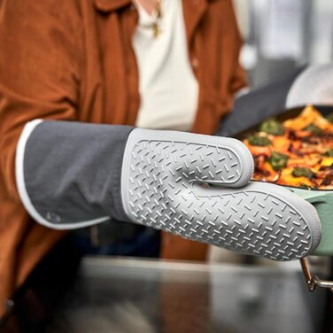 Набор 2 шт. Силикон и хлопок, термостойкий (прихватки, серый)