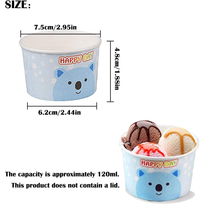 Набір паперові стаканчики для морозива 100 шт. 120 мл Ltsbaed