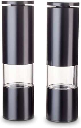 Набір млинків для спецій Echtwerk з 2 предметів, млинок для солі та перцю з високоякісної нержавіючої сталі з керамічним млином ABS, ручний, для перцю, солі та чилі, (Black Edition)