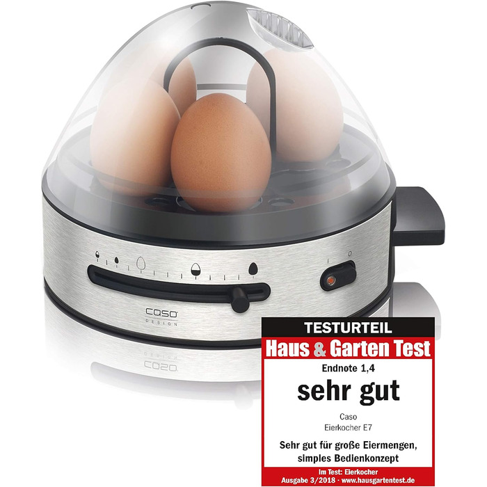 Дизайнерська яйцеварка, електронна яйцеварка до 7 яєць, знімний тримач для яєць, звуковий сигнал, 13 рівнів приготування, без бісфенолу А, з мірним стаканом і яйцесборніком, 14 см Д x 18 см Ш x 20,5 см В, 7 -