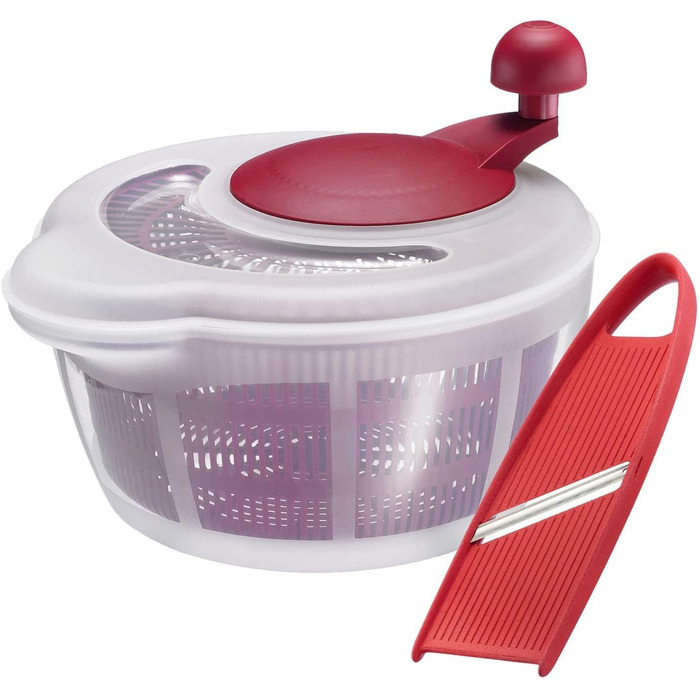 Вертушка для салату Westmark, об'єм 5 л, ø 26 см, пластик, без бісфенолу А, Fortuna, колір прозорий/червоний, 243222E2 (червоний, стандартний слайсер)