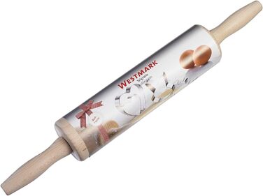 Валик для выпечки Westmark с 4 распорными кольцами, по 1 кольцу 10 мм, 6 мм, 3 мм, 2 мм, со шкалой, нержавеющая сталь/пластик, серебристый/белый/голубой/светло-зеленый/оранжевый/красный, 30452260 (скалка)