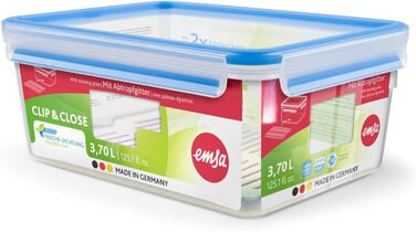 Набір контейнерів для зберігання продуктів EMSA Clip & Close, прямокутні, 5 x 0,8 л, коробки для зберігання, 100 герметичні, придатні для миття в посудомийній машині, морозильної камери та мікрохвильової печі, прозорі, сині, зроблені в Німеччині, N10307 (