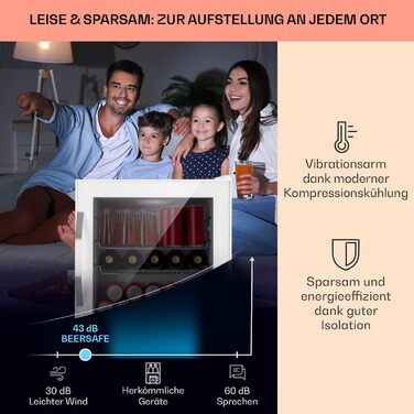 Міні-холодильник зі скляними дверцятами 47 л білий Klarstein