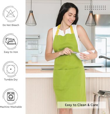 Регулируемый кухонный передник с карманами 68 x 85 см лаймово-зеленый Encasa XO