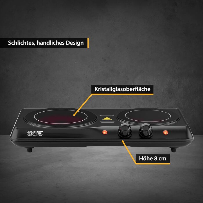 Інфрачервона варильна поверхня на 2 конфорки 2000 Вт TZS First Austria
