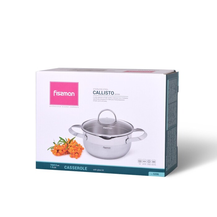Каструля зі скляною кришкою 18 см 2 л CALLISTO Fissman