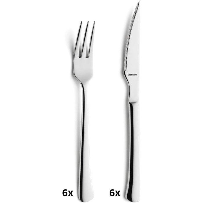Столові прилади для стейків та піци на 6 осіб, 12 предметів Amefa
