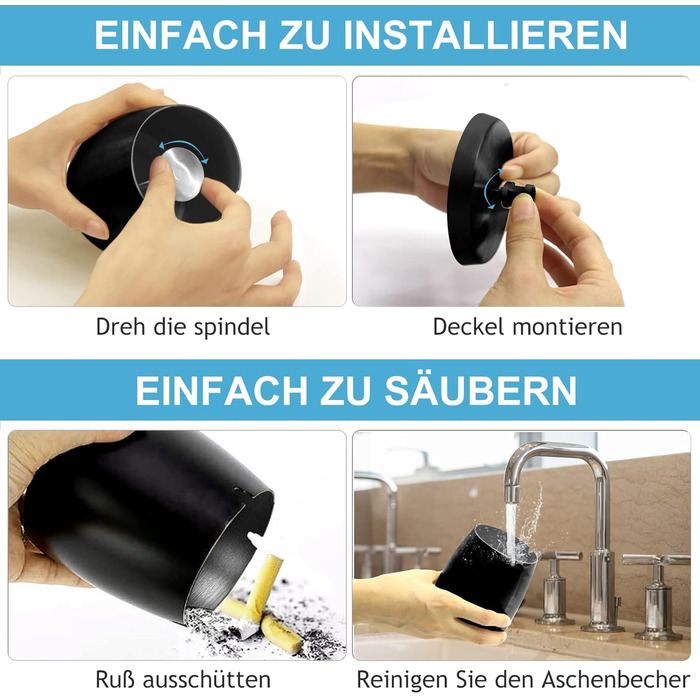 Попільничка з кришкою чорний MOKHT