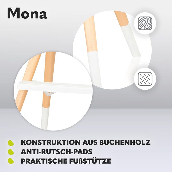 Дитячий стільчик для годування 4-в-1 від 6 місяців сірий Mona Lionelo