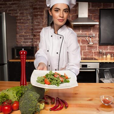 Дерев'яний млин для перцю та солі 40 см, червоний Relaxdays