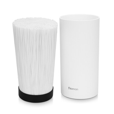 Підставка Fissman для кухонних ножів та ножиць 11x22 см кругла, колір БІЛИЙ пластик (12878)