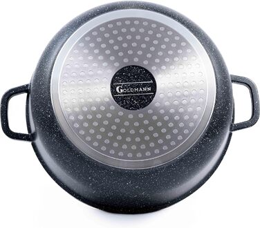 Каструля/горщик GOLDMANN з антипригарним покриттям та скляною кришкою, 6,5 л, мармурове керамічне покриття, для всіх варильних поверхонь, екологічно чиста (24 см)