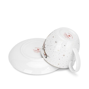 Кружка Fissman CHRISTMAS 400 мл с блюдцем фарфора (14022)