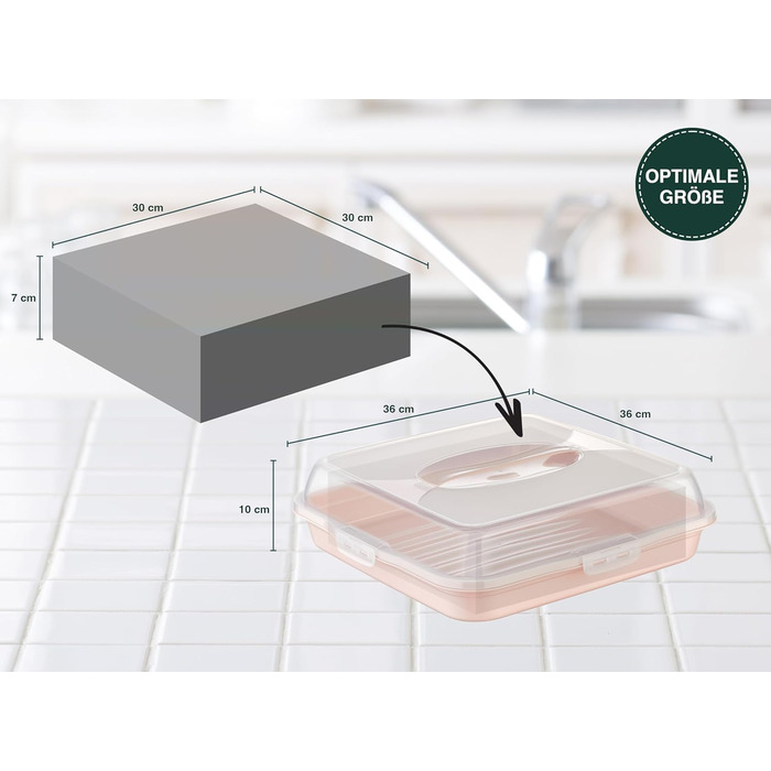 Коробка для транспортировки торта с крышкой, капюшоном и ручкой. Коробка для хранения, Контейнер для торта, Тарелка для торта, Контейнер для торта, Коробка для торта, Тарелка для торта, Начинка для торта, Колокольчик для торта - (розовый, квадратный)