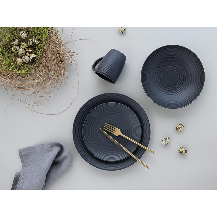 Набор посуды на 4 персоны, 16 предметов, черный Lava Stone Creatable