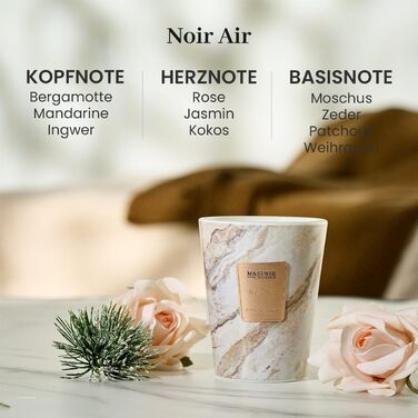 Велика ароматична свічка M&SENSE Чорні ароматичні свічки у склянці Ароматизована свічка з натурального соєвого воску Розслаблююча ароматерапія Подарунок для жінок та чоловіків, Різдво Час горіння 75 годин та 2 ґноти (Black Air, 400 г)