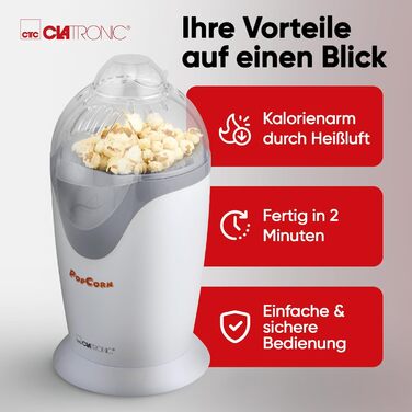 Машина для попкорну 1200 Вт, біло-сірий PM 3635 Clatronic