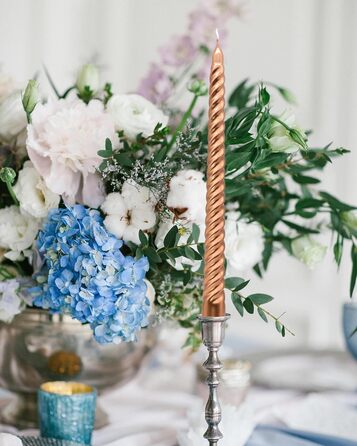 Набір з 4 конічних спіральних свічок 2 х 25,5 см, рожеве золото Alederways