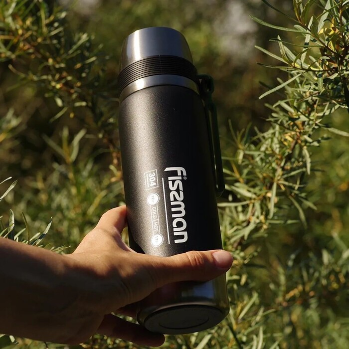 Термос Fissman 600 мл колір чорний нержавіюча сталь (9875)
