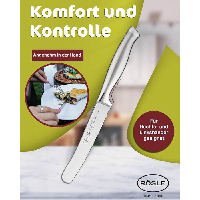Високоякісний кухонний ніж 20 см для м&39яса, риби, птиці та овочів, нержавіюча сталь 18/10, ергономічна срібна ручка, гострий ніж для кухні (ніж для сніданку)