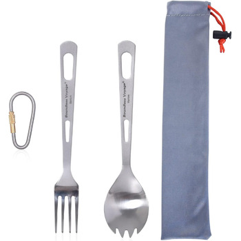 Безмежна подорож Титановий посуд Кемпінговий ніж і виделка Ложка Домашнє використання Набір столових приборів для подорожей для кемпінгу (Ti1530BQ)