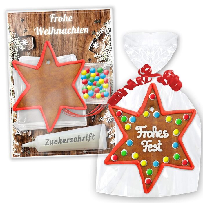 Набір для творчості Пряникова заготовка - Набір для створення будиночка відьми M - 12x113 см Зберіть та прикрасьте свій власний пряниковий будиночок. Різдвяні вироби з дітьми. Різдвяні вироби від LEBKUCHEN WELT (Зірка з червоною облямівкою 15 см)